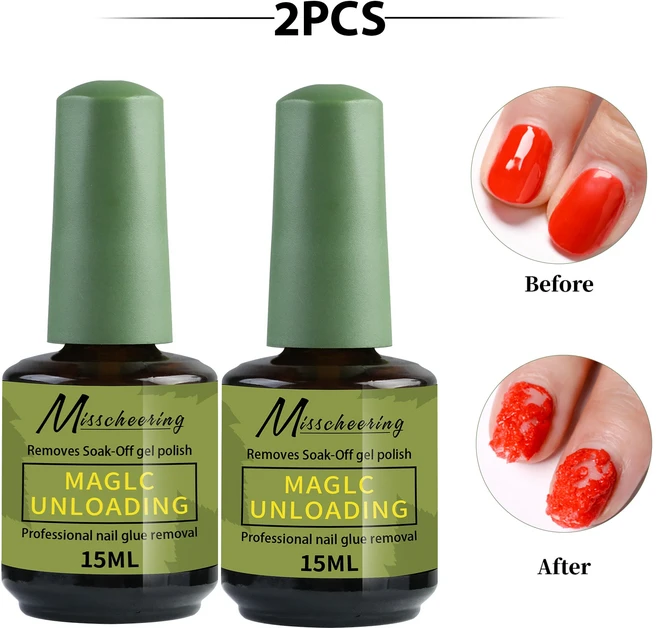 미스치어링 15ml 매직 패스트 네일 젤 폴리쉬 리무버 클린 UV 쏙 오프 세미 퍼머넌트 바니쉬 네일 아트 제, 02 2pcs