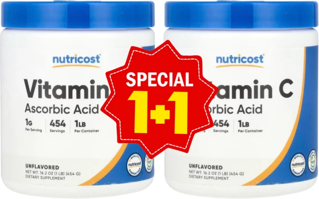 1+1 뉴트리코스트 비타민C 1000mg 무맛 454g, 2개 - 쿠팡