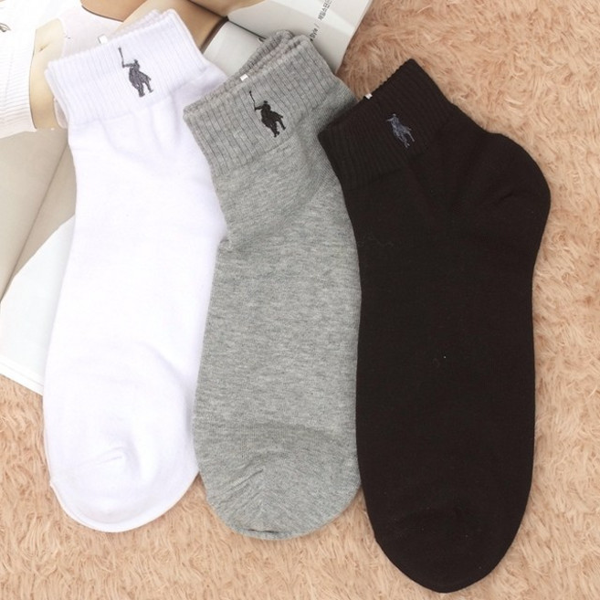 폴로나이즈 무지 자수 단목 스니커즈 양말