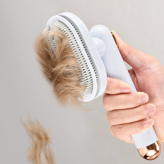 Zaxnouvi 강아지 고양이 빗 애견브러쉬 원터치 털제거, 1개, 스카이블루