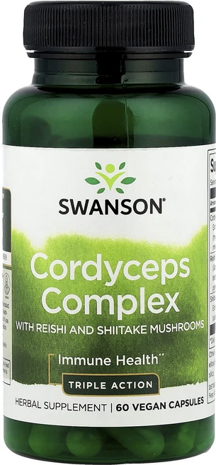 스완슨 동충하초 복합체 영지버섯 표고버섯 함유 60 베지캡슐, 60정, 6개, 60정 - 쿠팡