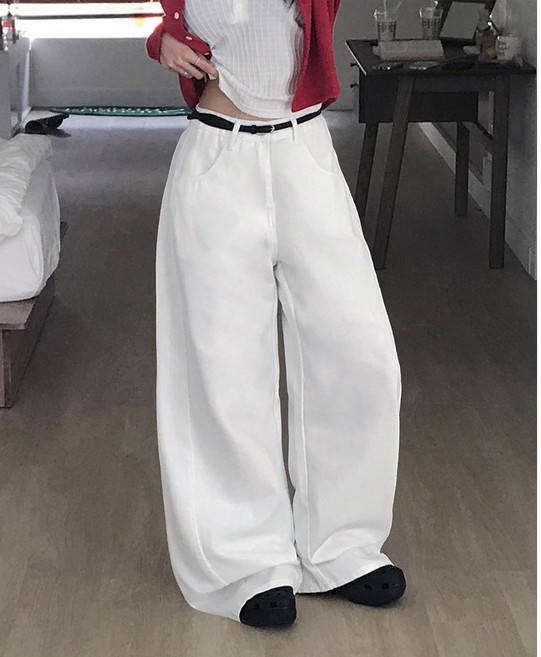 부기샵 랭크 절개 히든밴딩 와이드 팬츠 봄팬츠