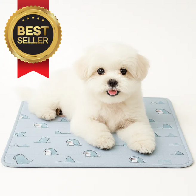 오썸머 말없이눕는 시원한쿨링 반려동물 강아지 고양이 쿨매트 아이스 방석, 백상어, 1개