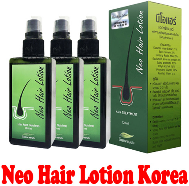 [네오헤어로션코리아] 네오헤어로션 태국정품 정품인증 홀로그램 부착 당일배송 Neo Hair Lotion, 120ml, 3개