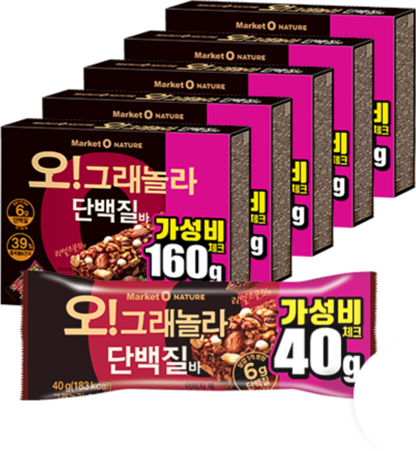 오리온 오 그래놀라바 단백질, 160g, 5개