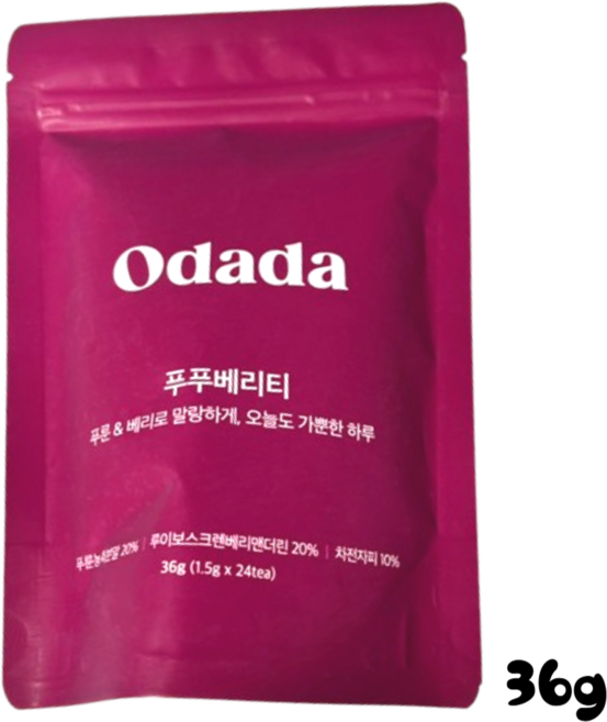 푸푸베리티 Odada 이너케어 티 순환배출, 2개, 36g