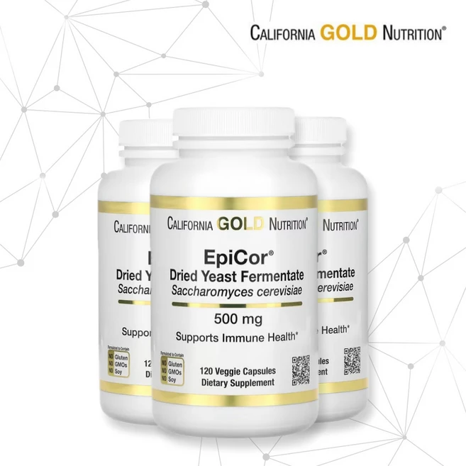 2+1 캘리포니아골드뉴트리션 CGN 에피코르 EpiCor 500mg 120베지캡슐 베타글루칸 아미노산 폴리페놀 맥주효모균 건조발효효모 사카로미세스 세레비시에, 120정, 3개 - 쿠팡