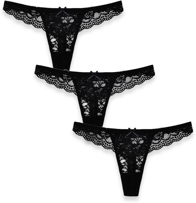 소프트홀릭 여성 달콤 섹시 레이스 티팬티 3종 세트