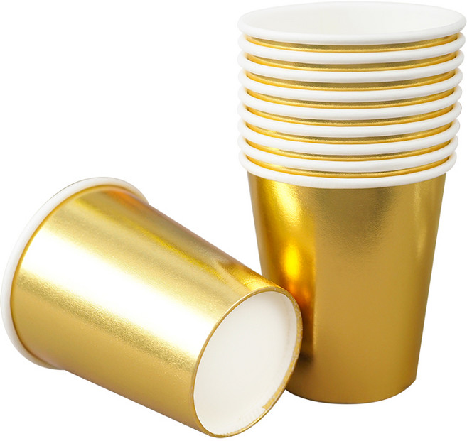 파티팡 생일파티 홈파티 디저트 음료용 컵세트 메탈릭 파티컵 8온스 50입 [골드] (일회용 감성 테이블용품 세트), 1개