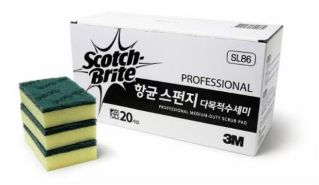 3M 스카치브라이트 스펀지 다목적 수세미 SL86 소 20개입 벌크포장, 3M SL86 스펀지수세미 소 20개입(벌크), 1세트, 20개