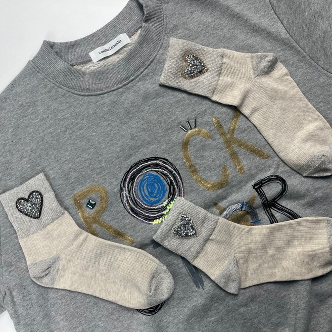 소꿉 하트 반짝이 포인트 양말