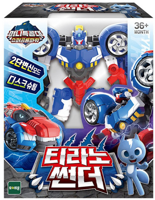 미니특공대 슈퍼공룡파워 티라노 썬더 로봇 장난감, 혼합색상