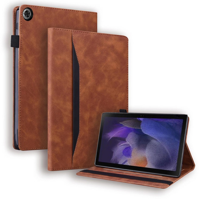 미라야키 갤럭시탭s8케이스 가죽 PU 펜 저장 카드 저장 핸드폰 거치대 전면적 보호 탭s8케이스, 브라운, 1개