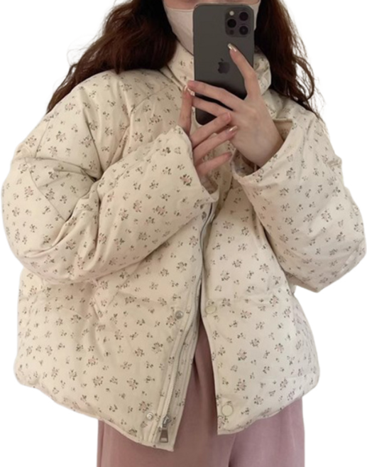 여성용 패딩 점퍼 캐주얼 카라 크롭 아우터 숏 다운 잠바