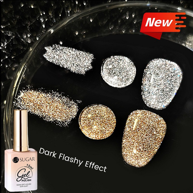 완전예뻐! 리얼 다이아 자석 젤네일 반사 글리터 반짝이 메니큐어 네일 매니큐어 컬러 글리터 젤 폴리쉬, 실버, 1개, 15ml