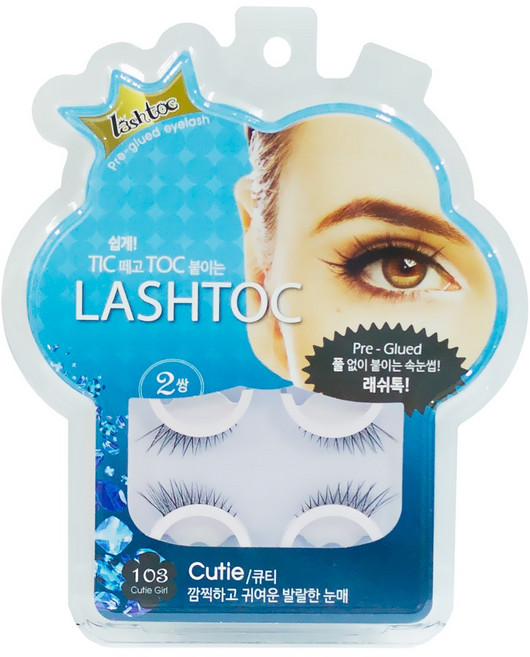 래쉬톡 시즌2 노글루 원터치 인조속눈썹, 큐티, 1개