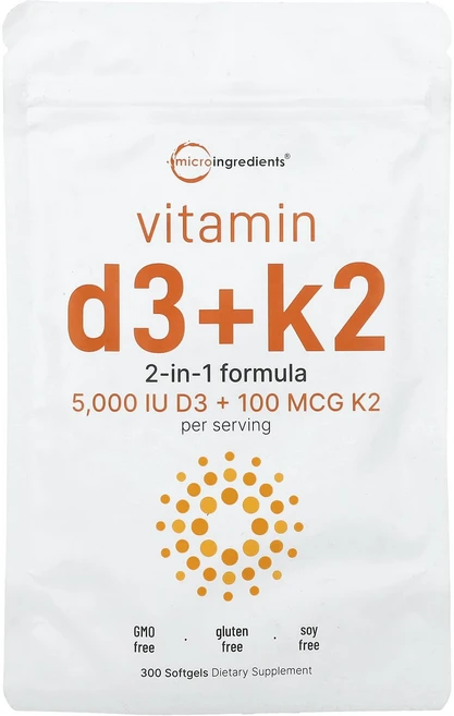 Micro Ingredients 비타민D3 + K2 소프트젤 300정, MicroIngredients비타민D3K2소프트젤300, 1개 - 쿠팡