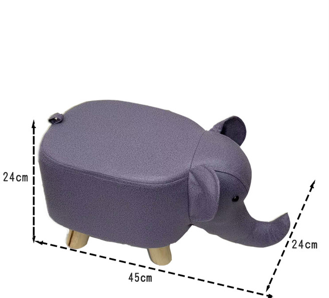 淘氣寶貝 北歐創意大象椅凳 科技布實木兒童穿鞋椅 紫色, 1件