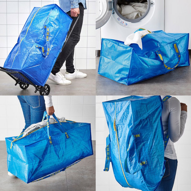 이케아 카트용 트렁크 시장가방 장바구니 대용량 대형 이불 가방 쇼핑백 마트 76L, 4개