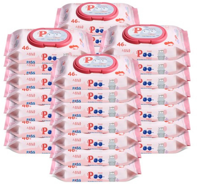 스프링클 푸티슈 러블리핑크 비데물티슈 캡형, 20개, 46매입