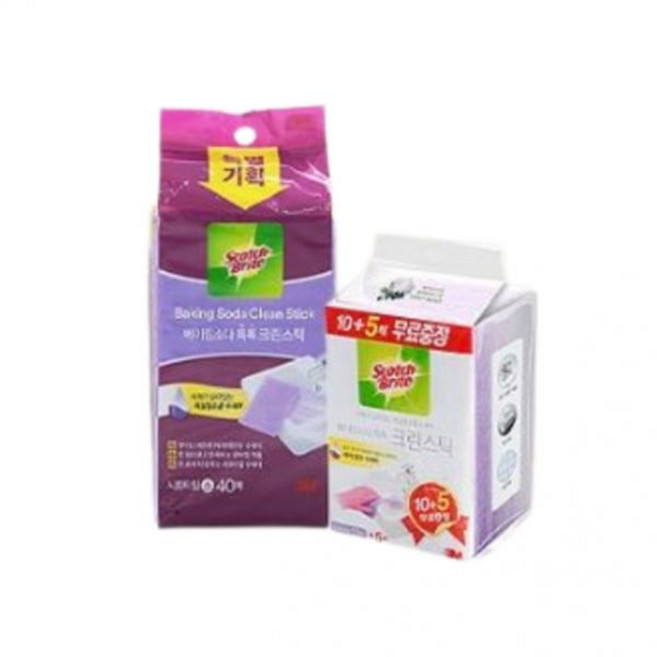 3M 스카치브라이트 욕실청소 수세미 베이킹소다 크린스틱 시트 일반형 15매+소형 40매, A. 욕실청소용 베이킹소다 크린스틱 시트타입, 01. 일반형 15매 + 소형 40매, 1개