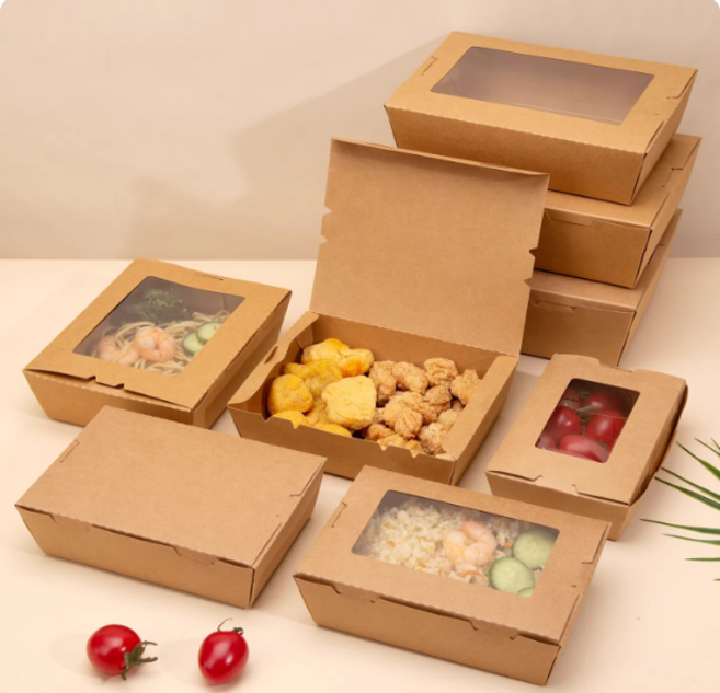 크라프트 투명창 도시락 일회용 김밥 샐러드 도시락 용기 K900, 1개, 10개입