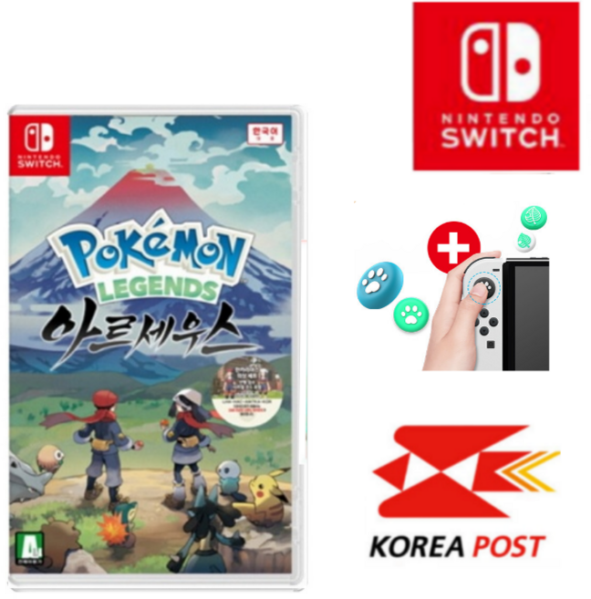 닌텐도 스위치 포켓몬스터 레전드 아르세우스 타이틀 한국어, 포켓몬스터 아르세우스 한글판+조이콘 스틱커버 악세사리