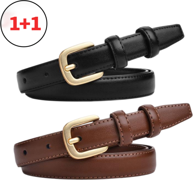 비아워게스트 여성용 얇은 가죽 벨트 2종 세트