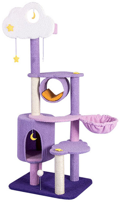 구름 캣타워 2단 3단 4단 고양이 해먹 스크래쳐 포함 캣트리 보라색, P-CTC-D_캣타워 구름D, 1개