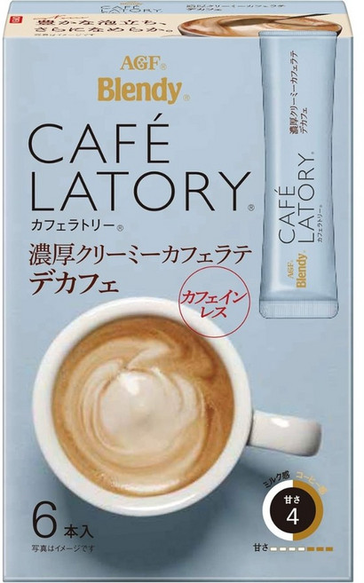 AGF 블렌디 카페라토리 스틱 진한 크리미 카페 라떼 디카페인 6병 × 6박스 세트, 6개입, 6개, 10g