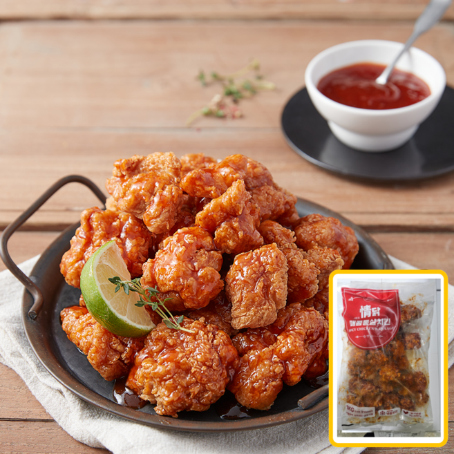 청학동 정닭 통살치킨 가라아게 1kg 대용량 업소용 가정용 캠핑용, 매콤깐풍 통살치킨 1kg