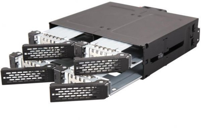 5.25인치 베이키락 포함를 위한 ICY DOK 4 Bay 2.5인치 SASSATA HDDSSD 모바일 랙 인클로저 | ToughArmor MB994SK1B, MB607SP-B