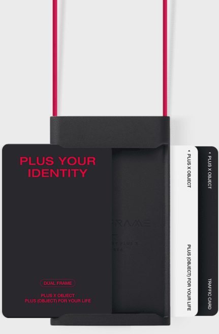 듀얼프레임 2.0 목걸이형 프리미엄 사원증 케이스 양면 카드홀더 케이스 명함수납, 02. 웜블랙+크림슨레드, 1개, 02