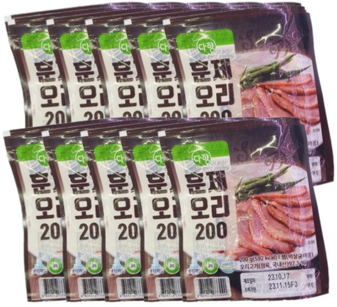다향오리 훈제슬라이스 200g 단일옵션 200g, 다향 훈제슬라이스 훈제오리 오리고기 200g x 10팩, 10개