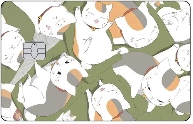 나츠메우인장 나츠메 냥코 카드 스티커 교통카드 체크카드 신용카드 티머니 기후동행, 일반 (Big Chip), 5-1PCS