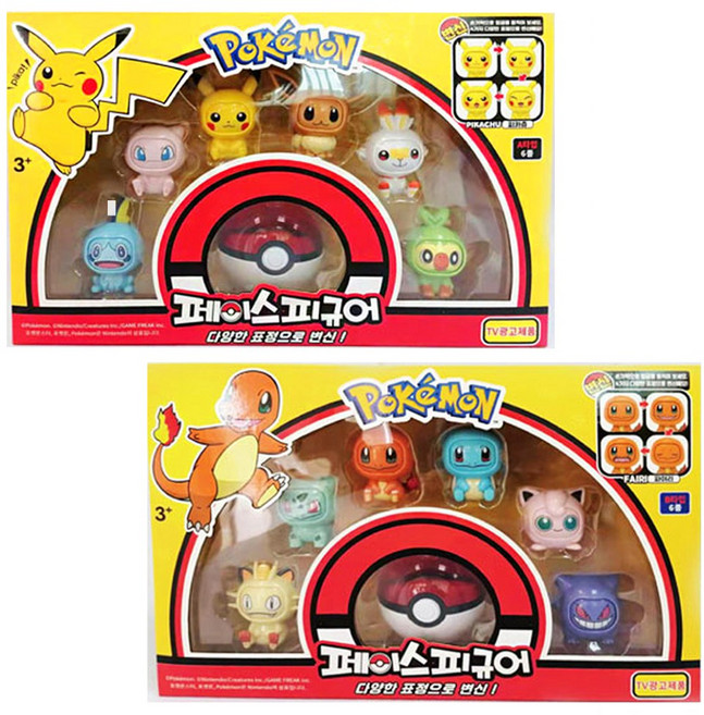 포켓몬 페이스피규어 세트 A/B선택 피카츄 꼬부기 이브이 잠만보, A세트, 1세트