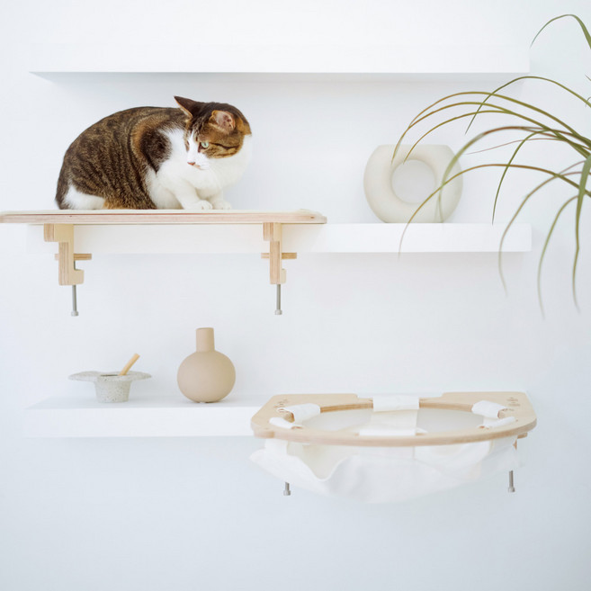 캣돌 고양이 책상 책장 선반 캣타워 해먹, 소형(아이보리), 1개