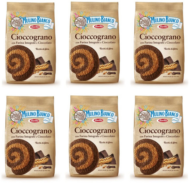 물리노 비앙코 초코그라노 통밀 초콜릿 쿠키 330gx6봉 이태리 판매 1위 영양 간식 카푸치노 궁합 좋은 과자, 330g