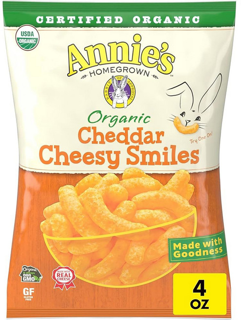 애니의 체다 치즈 스마일 구운 옥수수 퍼프 글루텐 프리 4온스, 1개