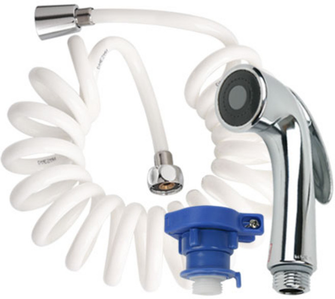 와이넷 미니분사기+스프링호스(화이트)2.5M+원볼트아답터 세트, 1개