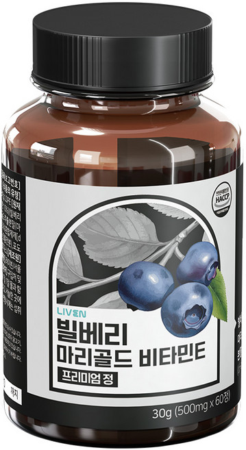 라이븐 빌베리 안토시아닌 마리골드 루테인 비타민E 프리미엄정 2개월분, 1개, 60정