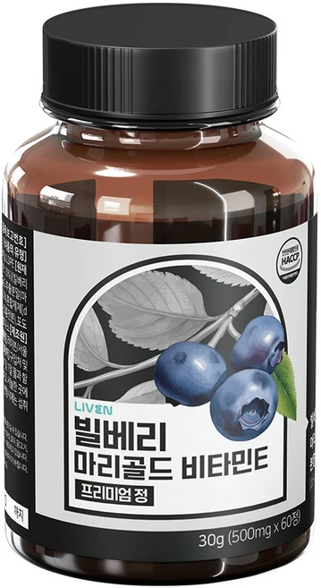 라이븐 빌베리 안토시아닌 마리골드 루테인 비타민E 프리미엄정 2개월분, 1개, 60정 - 쿠팡