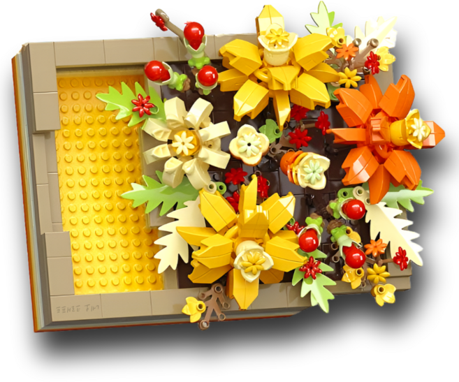 [네오 크래프트] 액자 꽃 나노블럭 DIY 만들기 튤립 장미 그림 무궁화 핑크 플라워 블록 조립 미니 나노 레드 로즈 고백 크리스마스 스탠드 키트 발렌타인 화이트데이 생일 선물, 1개, 4. 옐로 블룸(Yellow Bloom)