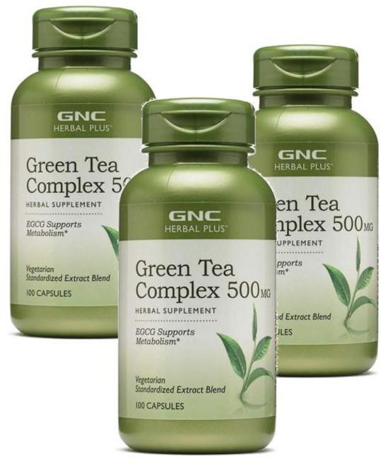 GNC 허벌 플러스 녹차 콤플렉스 500mg, 100정, 3개