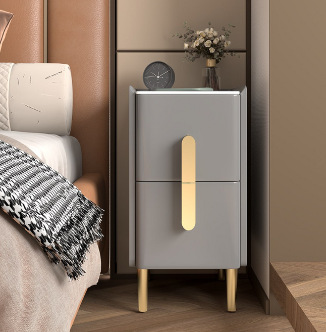 럭셔리 침대 협탁 서랍장 수납 침대 옆장 완제품 배송, 1개, 멜란지그레이