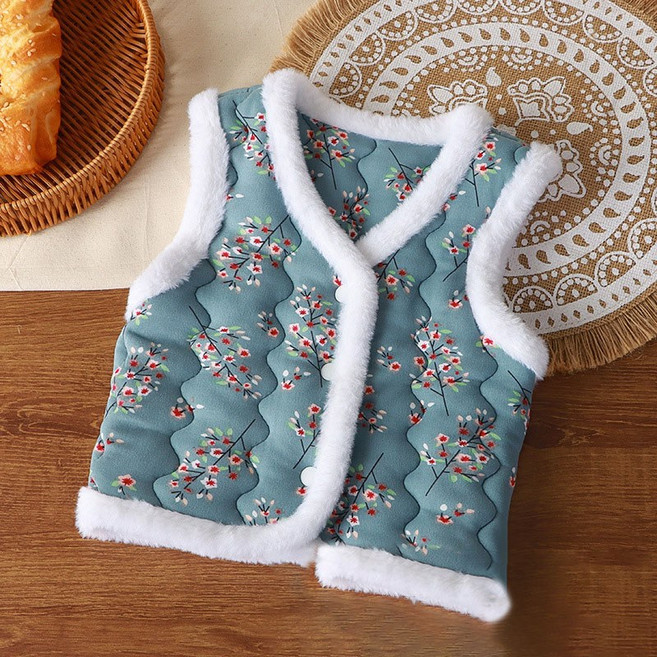 키즈 플라워 방한 김장조끼