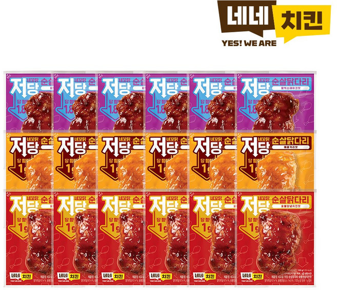 네네치킨 네꼬닭 저당 순살닭다리 혼합구성, 18개, 100g