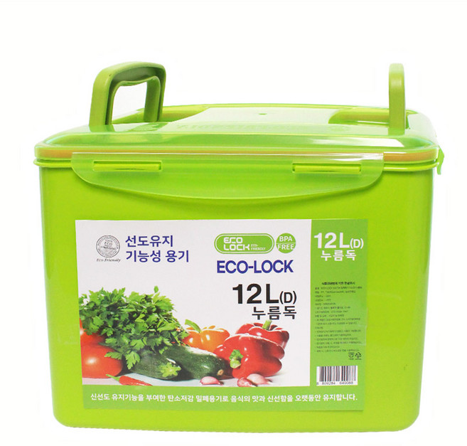 그린에코락 신선보관 기능성 김장 김치통 12L (선택) 대용량 밀폐용기 부패방지 김치보관 농협하나로제품 누름독, 1개