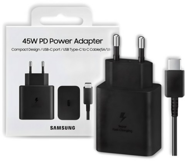 삼성전자 45W PD 초고속 충전기 어댑터 EP-T4510(C타입 케이블포함1.8m), 1353_블랙, 1개