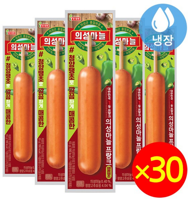 롯데 의성마늘 프랑크 매콤땡초, 30개, 65g